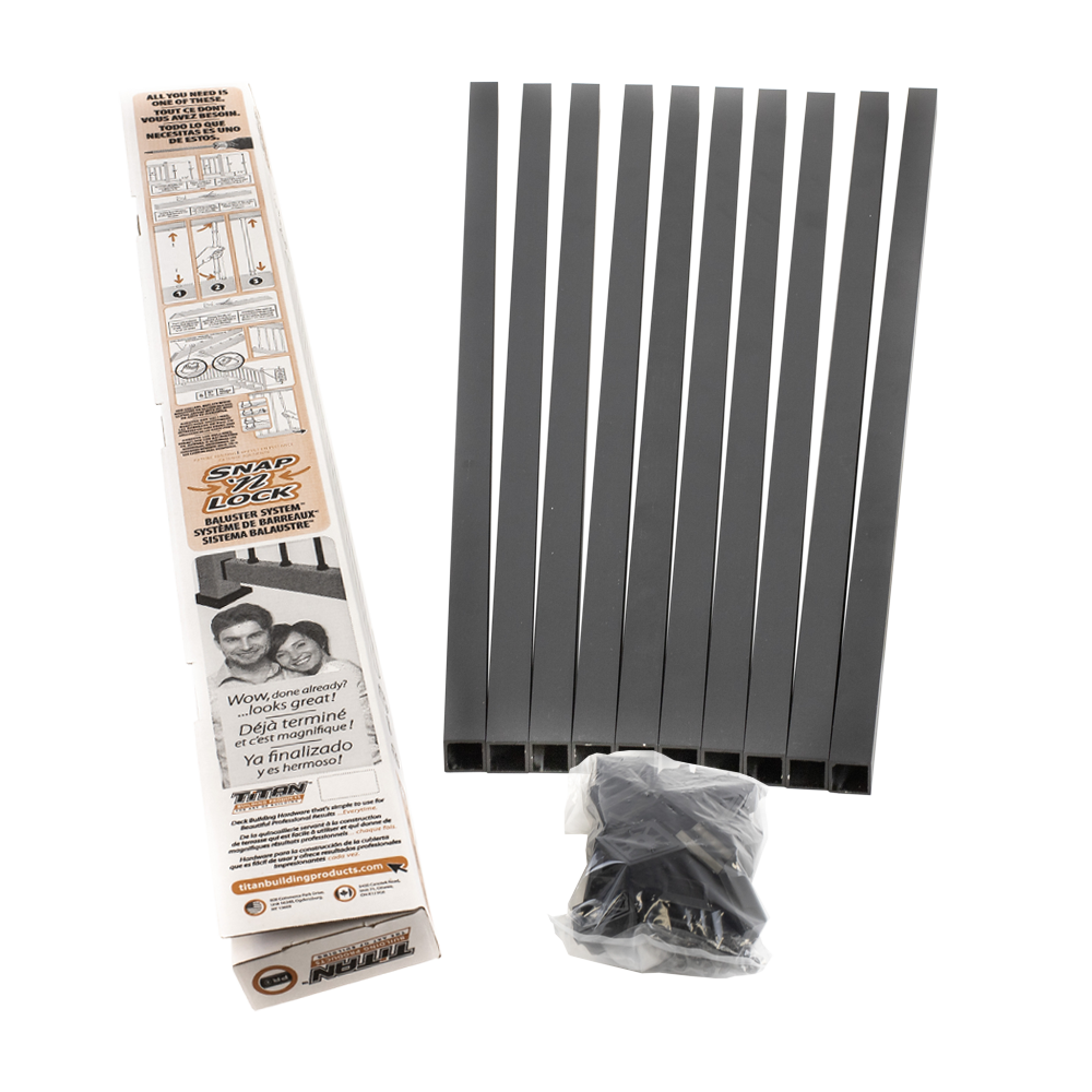 TITAN BUILDING PRODUCTS 3/4-in x 32-in Snap'n Lock Baluster Kit, Square 31-in Powder Coated Black Aluminum Square Deck Baluster