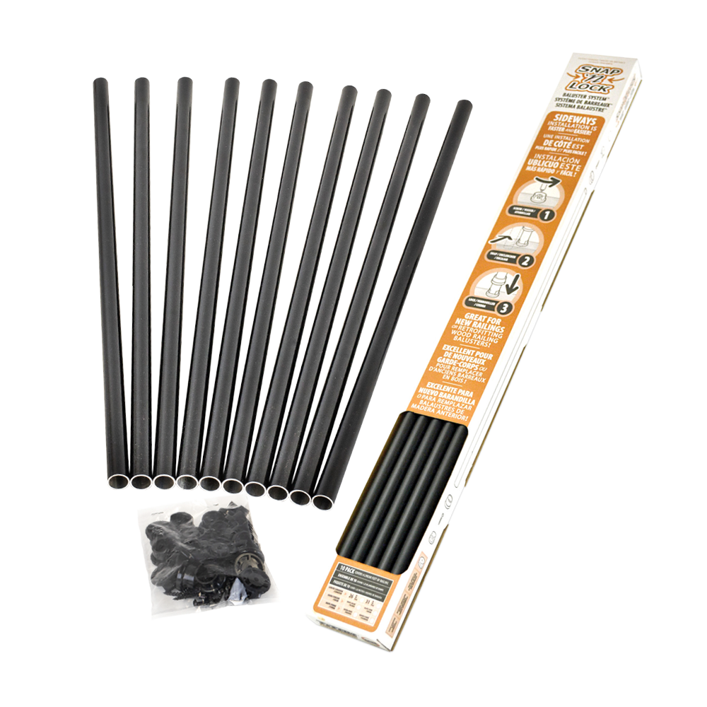 TITAN BUILDING PRODUCTS 3/4-in x 26-in Powder Coated Black Aluminum Round Deck Baluster (10-Pack)