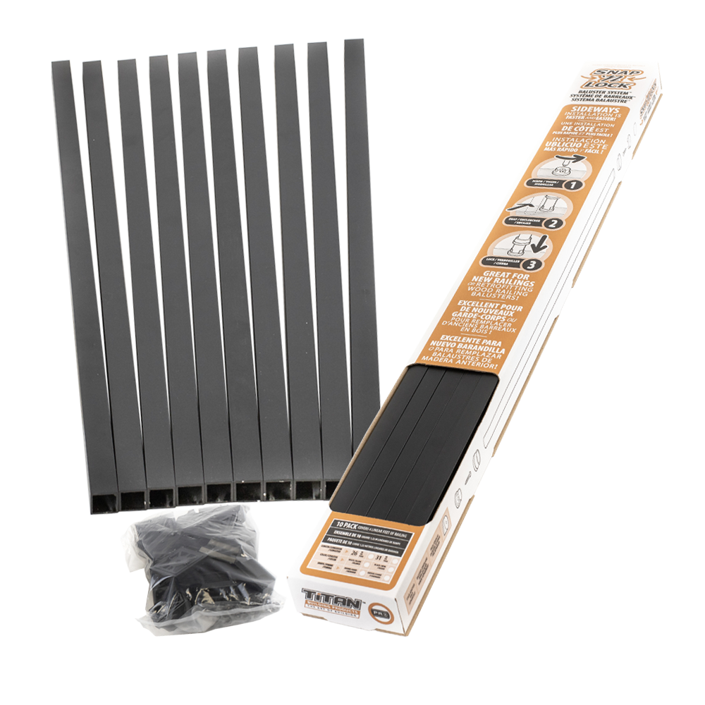 TITAN BUILDING PRODUCTS 3/4-in x 26-in Powder Coated Black Aluminum Square Deck Baluster (10-Pack)