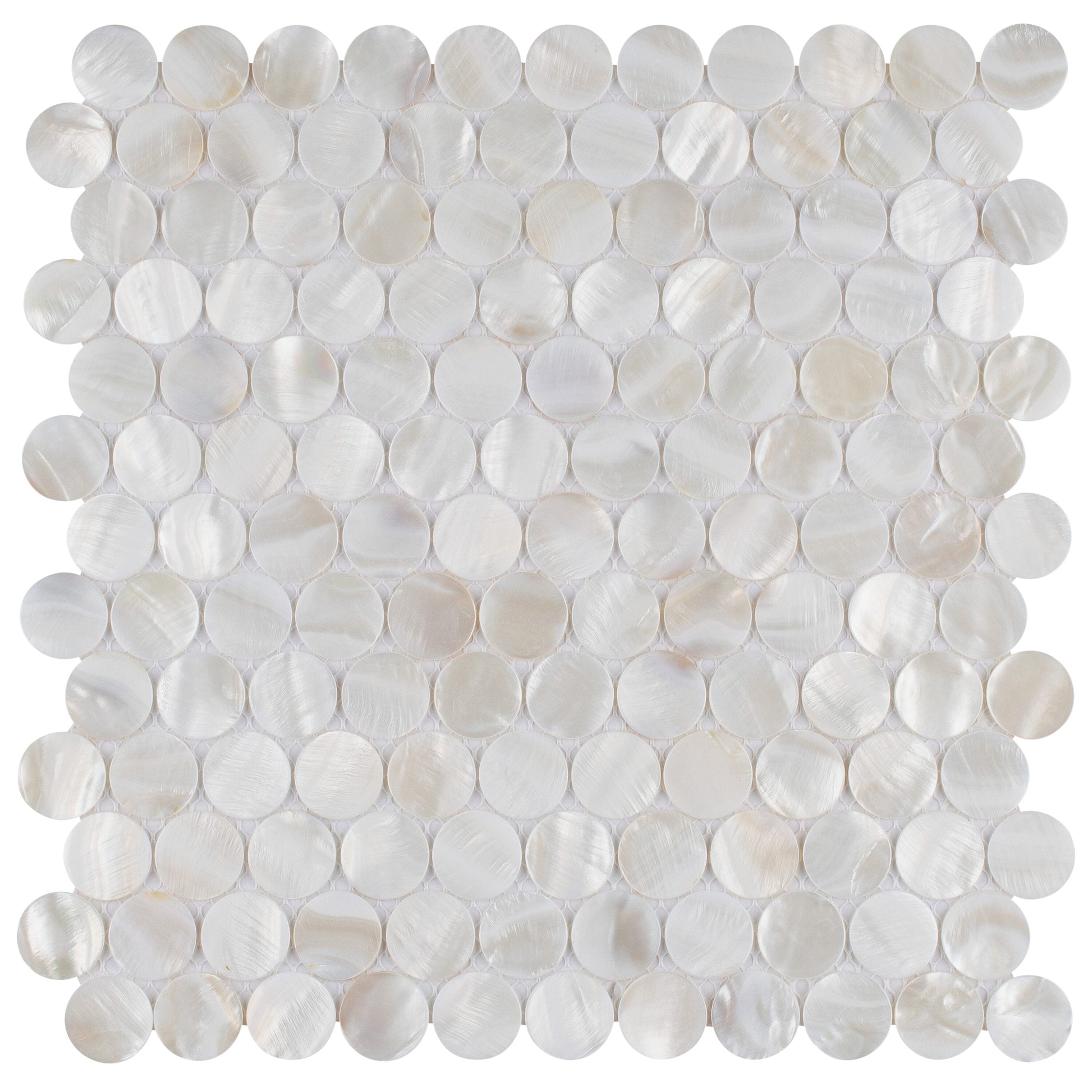Affinity Tile Conchella Penny White 11-in x 12-in Glossy Natural shell Round Mosaic Wall Tile product image