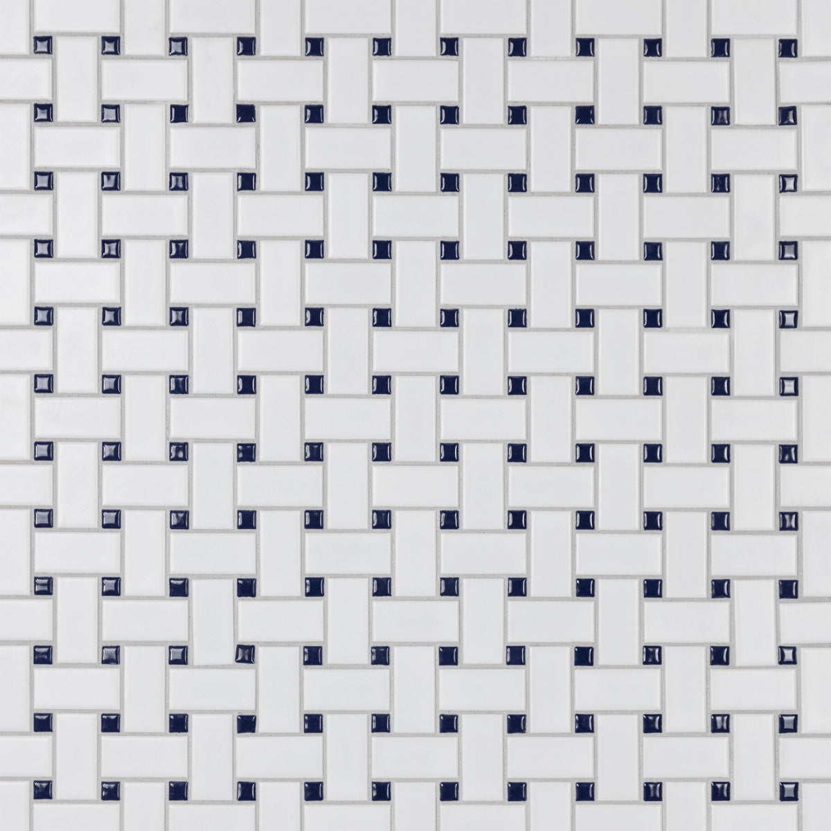 Affinity Tile Metro Basketweave White with Glossy Cobalt Dot 12-in x 12-in Multi-finish Porcelain Mosaic Floor and Wall Tile product image