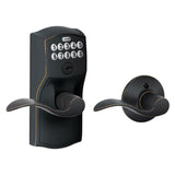 Camelot Satin Nickel Electronic Door Lock with Accent Door Lever - Super Arbor