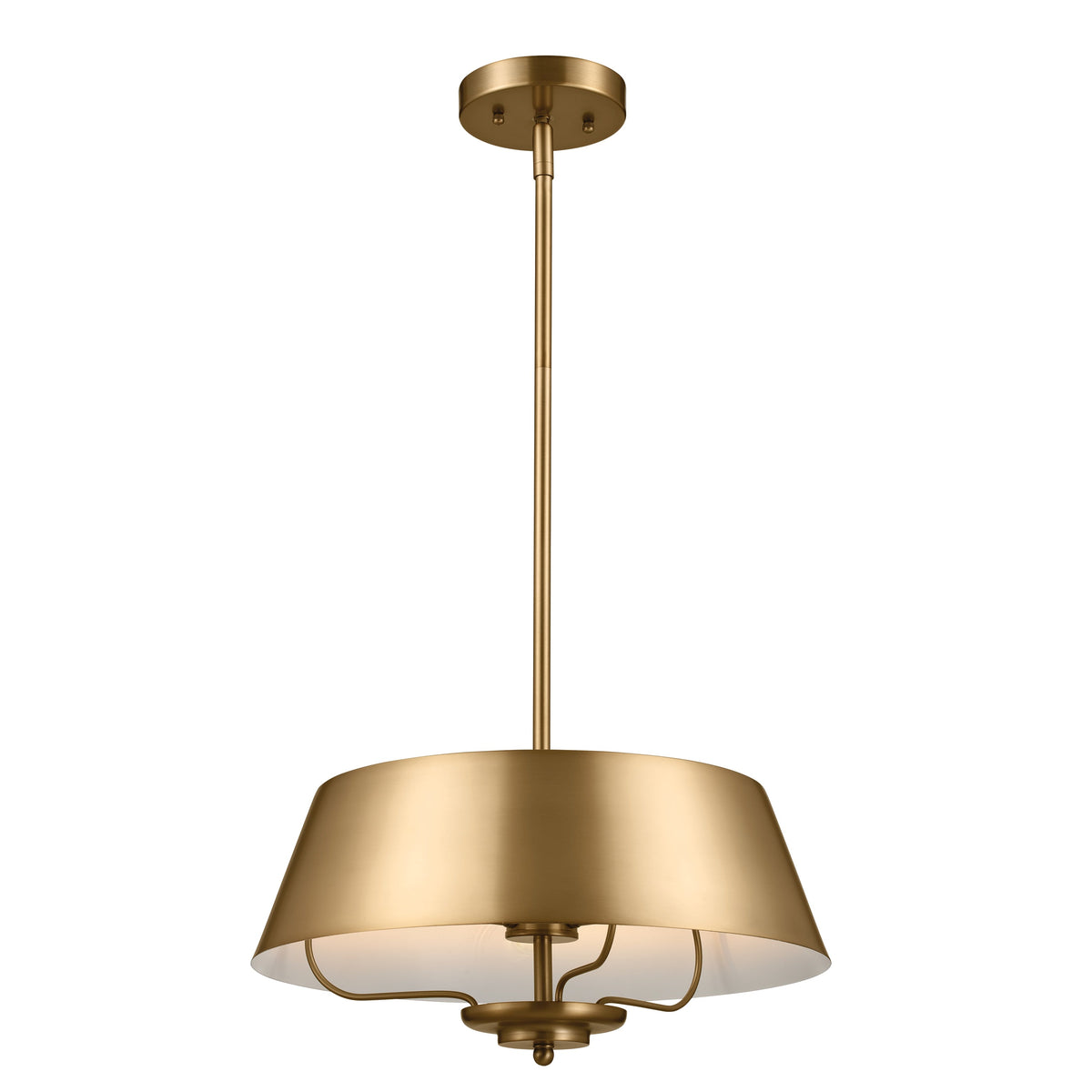 Kichler Luella 3-Light Brushed Natural Brass Traditional Drum Medium Hanging Convertible Pendant/semi-flush