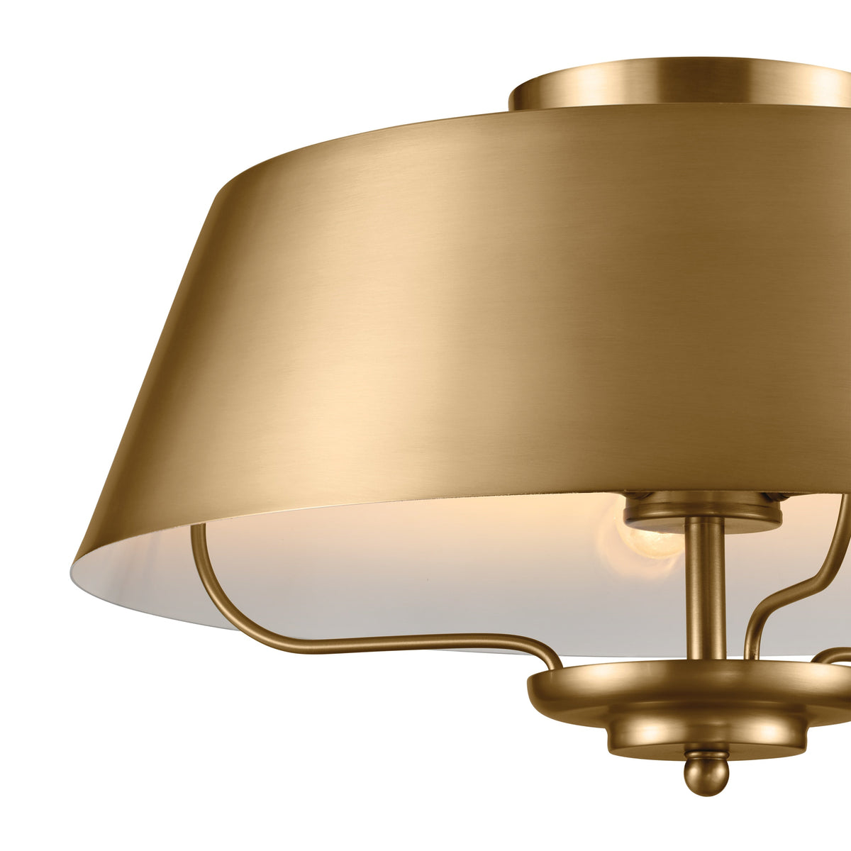 Kichler Luella 3-Light Brushed Natural Brass Traditional Drum Medium Hanging Convertible Pendant/semi-flush