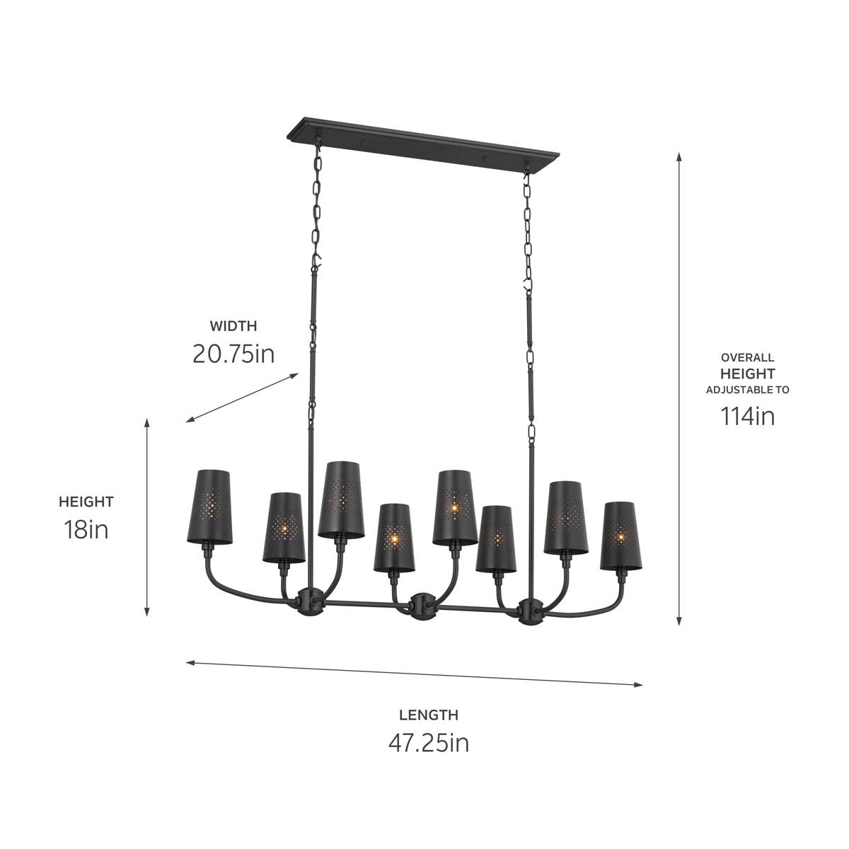 Kichler Adeena 8-Light Black Traditional Chandelier