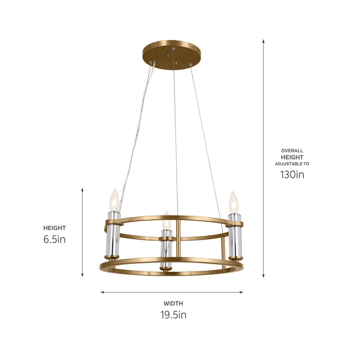 Kichler Rosalind 3-Light Brushed Traditional Chandelier
