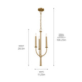 Kichler Florence 3-Light Brushed Natural Brass Traditional Lantern Medium Hanging Pendant Light