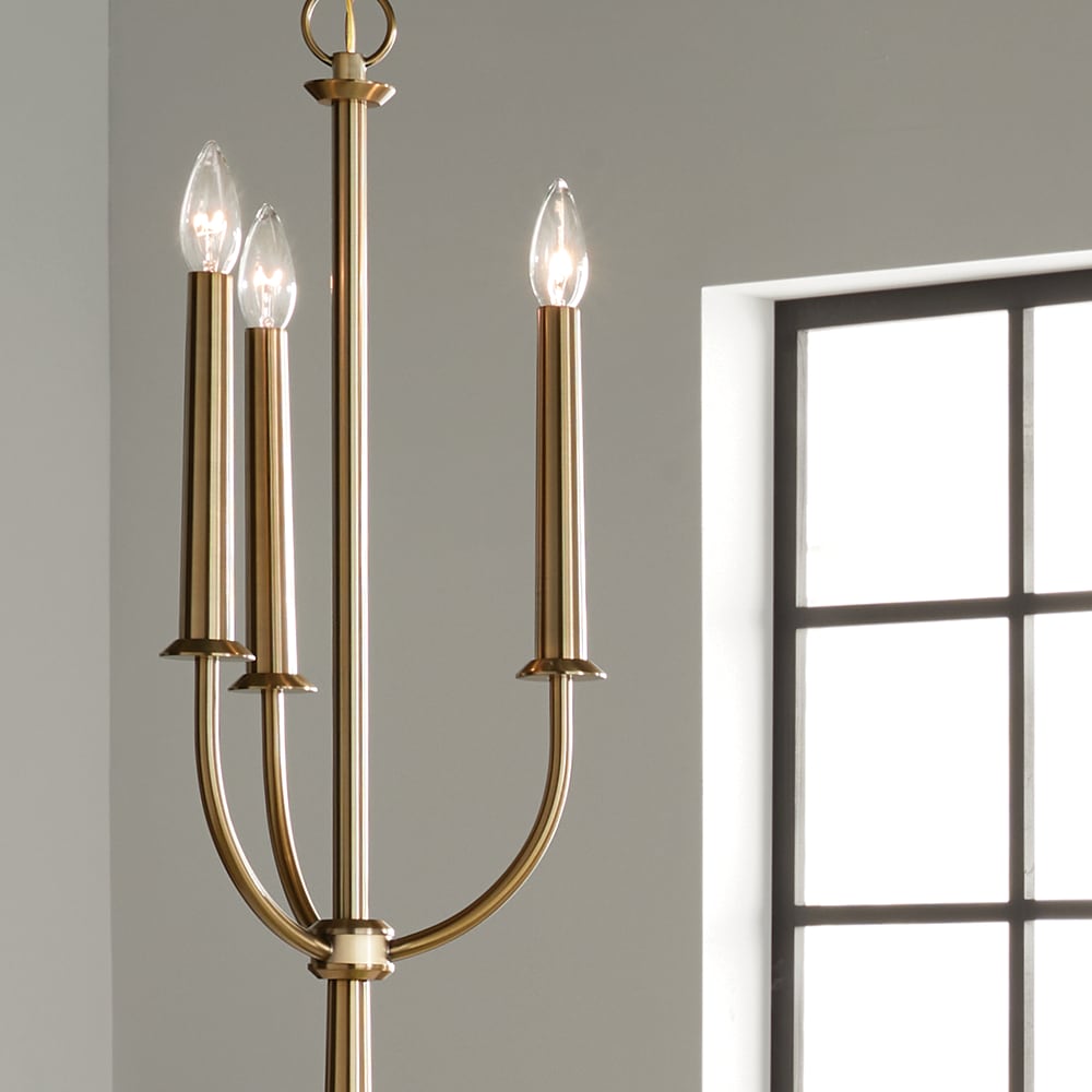 Kichler Florence 3-Light Brushed Natural Brass Traditional Lantern Medium Hanging Pendant Light