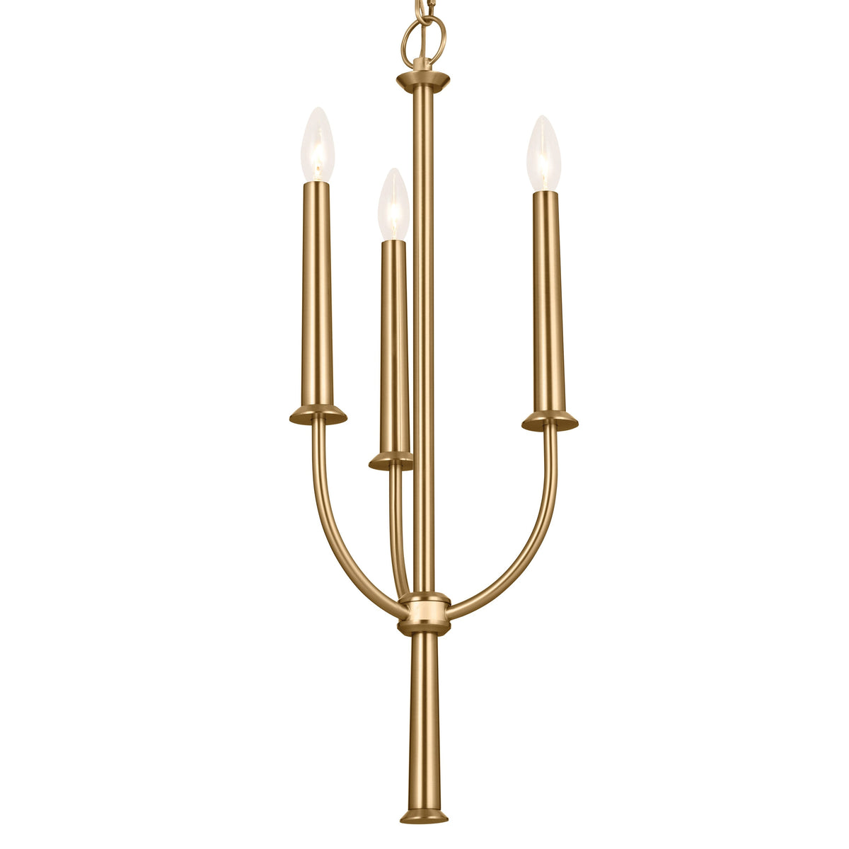 Kichler Florence 3-Light Brushed Natural Brass Traditional Lantern Medium Hanging Pendant Light