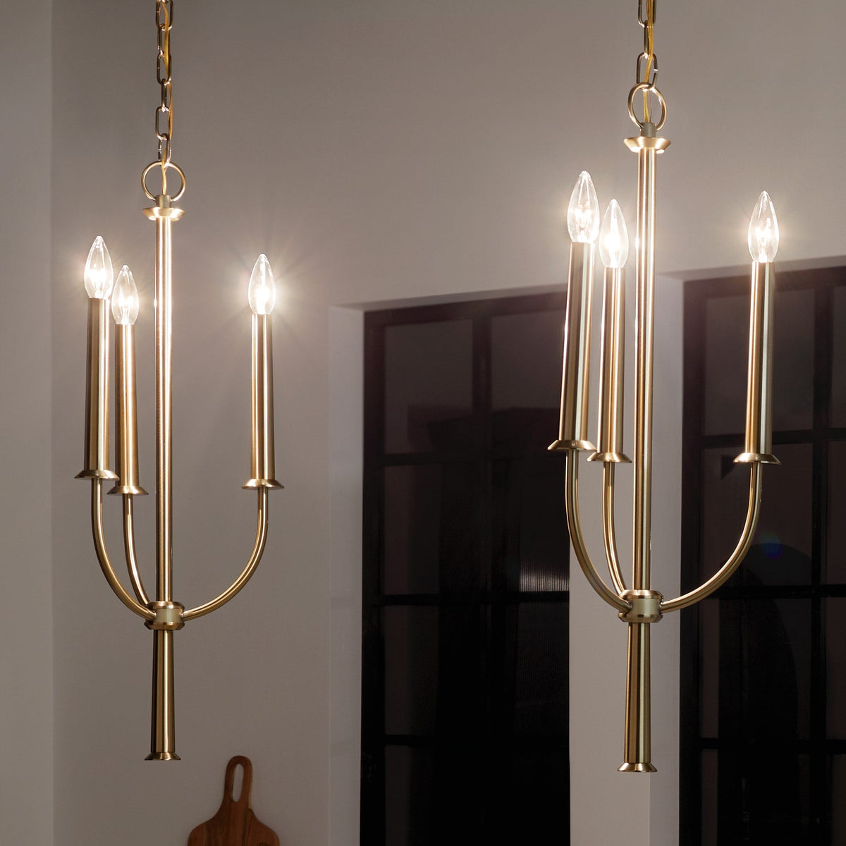 Kichler Florence 3-Light Brushed Natural Brass Traditional Lantern Medium Hanging Pendant Light