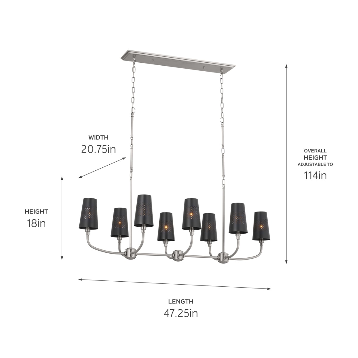 Kichler Adeena 8-Light Pewter Traditional Chandelier