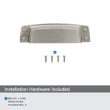 Amerock Highland Ridge 3-1/2-in (89mm) Center to Center Satin Nickel Rectangular Cup Drawer Pull