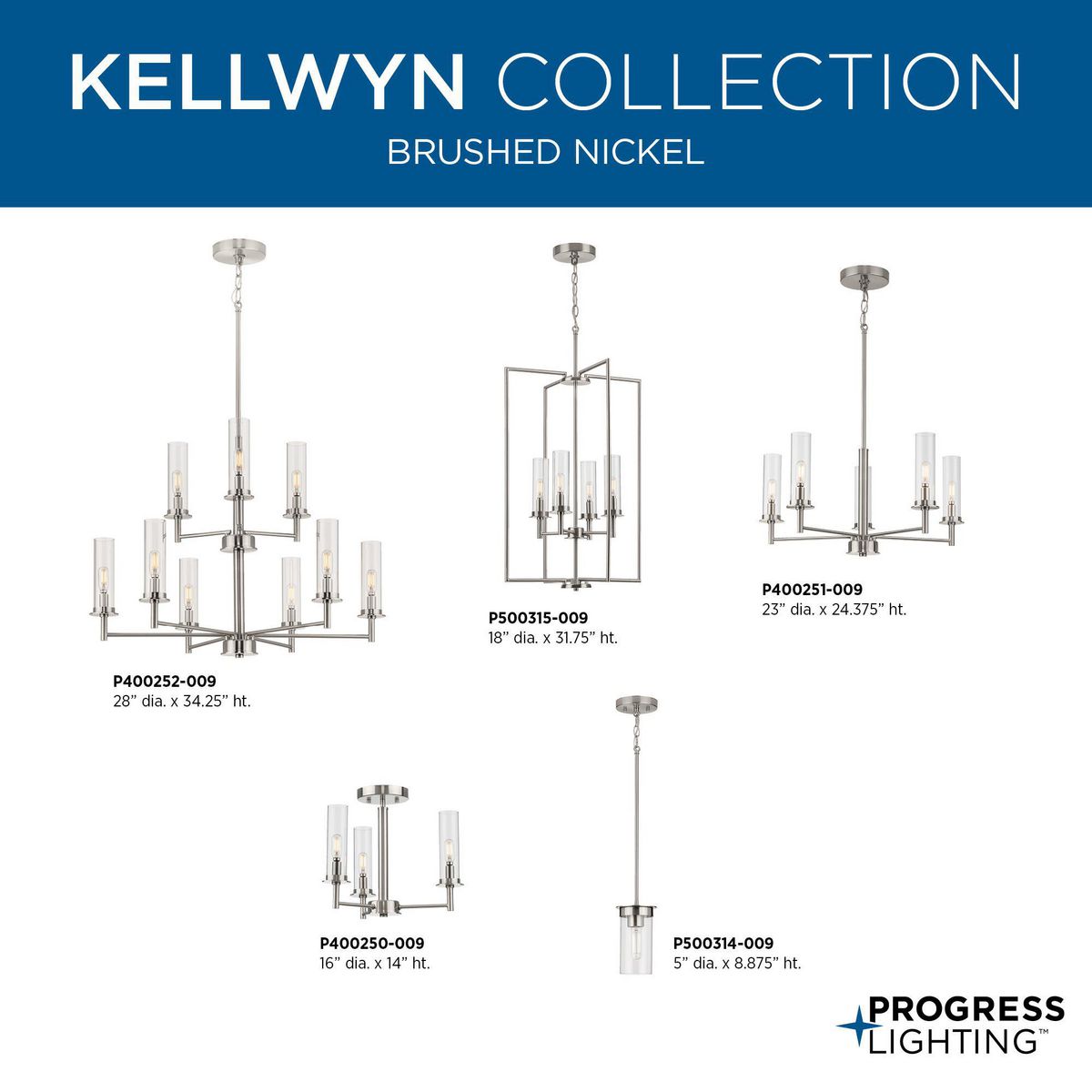Progress Lighting Kellwyn 5-Light Brushed Nickel Traditional Chandelier