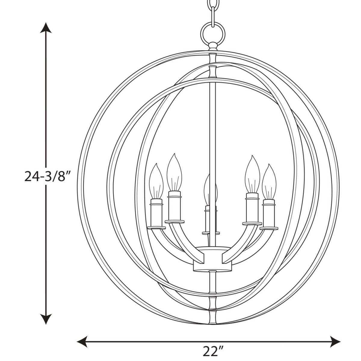 Progress Lighting Equinox 5-Light Gray Transitional Chandelier