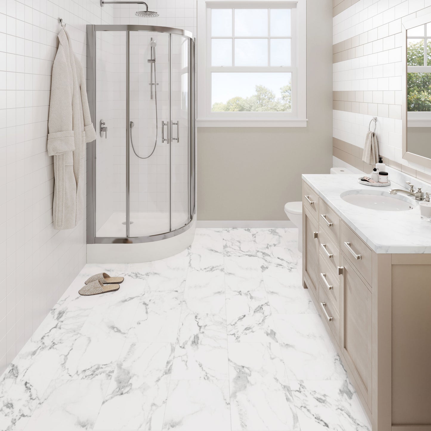 Lucida USA Terracore Calacatta 12-in Wide x 7-mm Thick Waterproof Interlocking Luxury Vinyl Plank Flooring (16-sq ft)