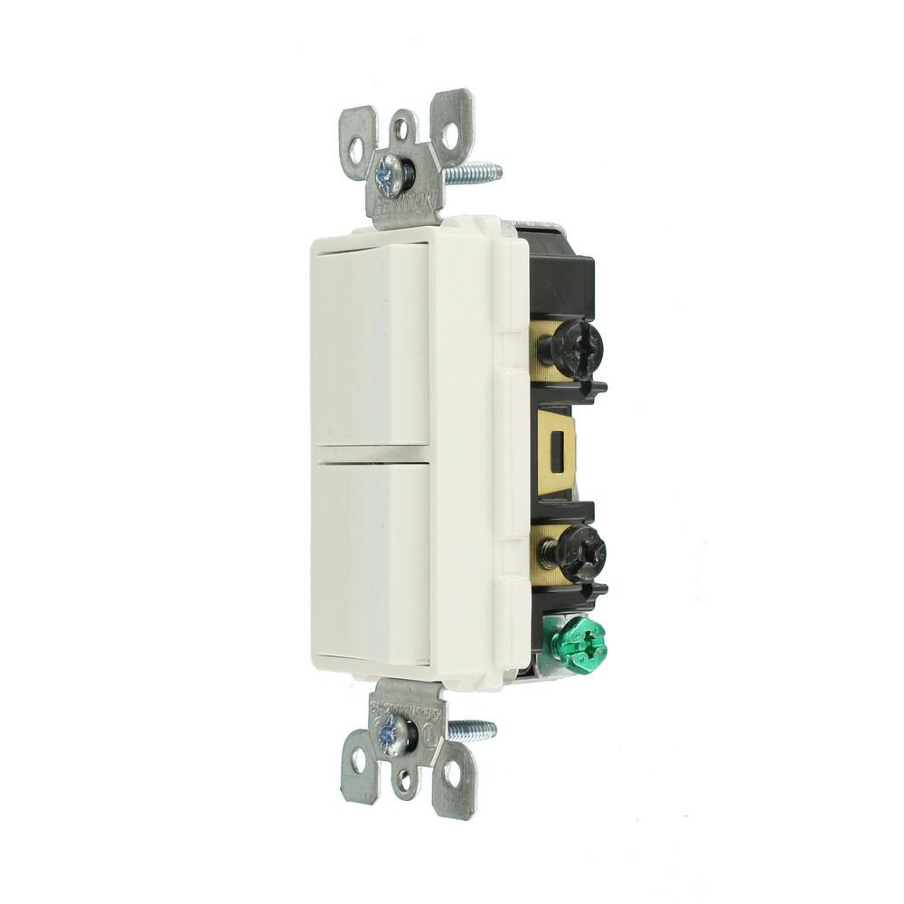 Decora 15 Amp 120-Volt 3-Way Combination Rocker Switch, White - Super Arbor