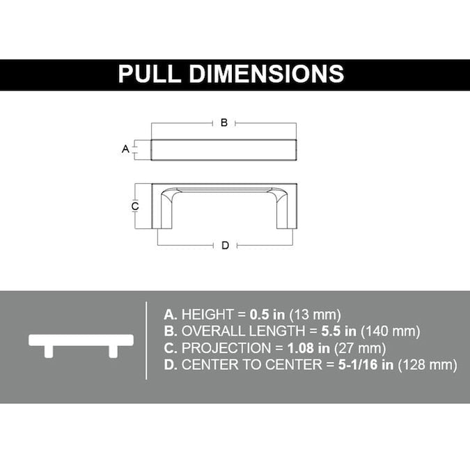 Origin 21 Vero (128mm) Center to Center Rectangular Bar Drawer Pull
