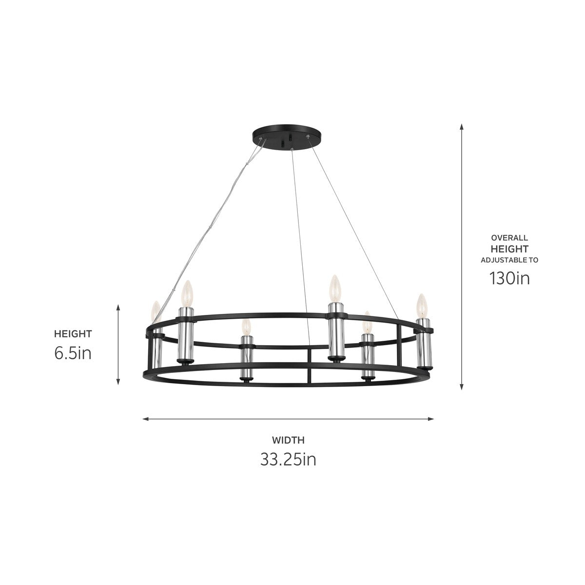 Kichler Rosalind 6-Light Black Traditional Chandelier