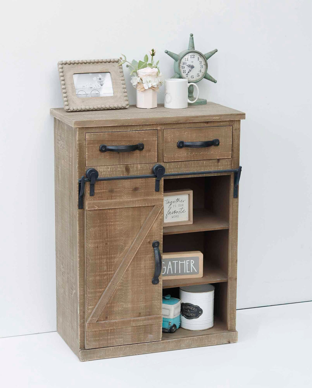 Parisloft Rustic Brown Country Wood Media Cabinet