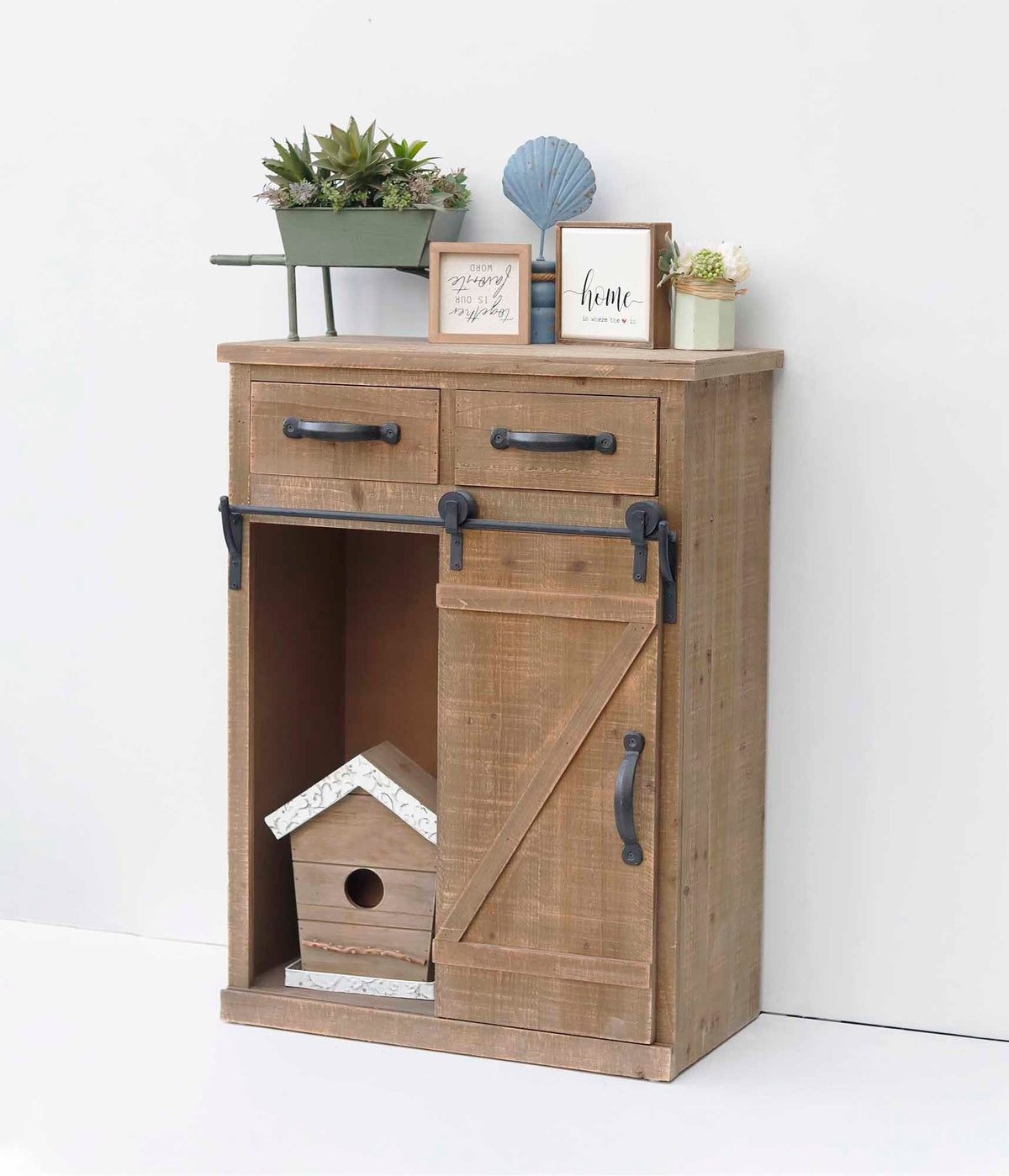 Parisloft Rustic Brown Country Wood Media Cabinet