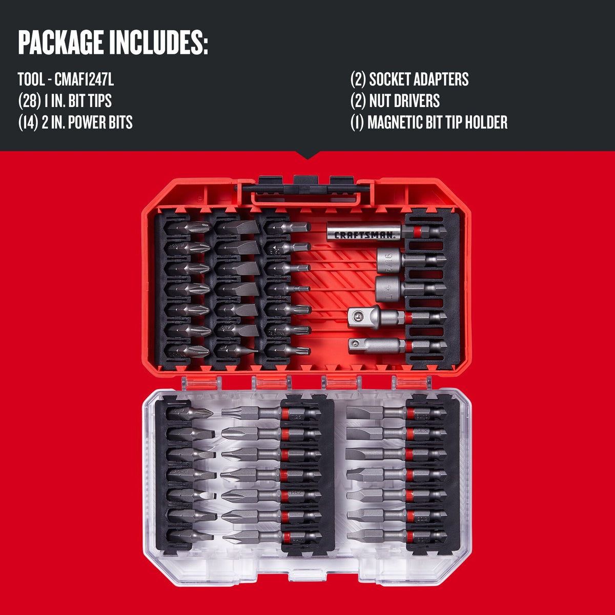 CRAFTSMAN 47-Piece Steel Hex Shank Screwdriver Bit Set, CMAF1247