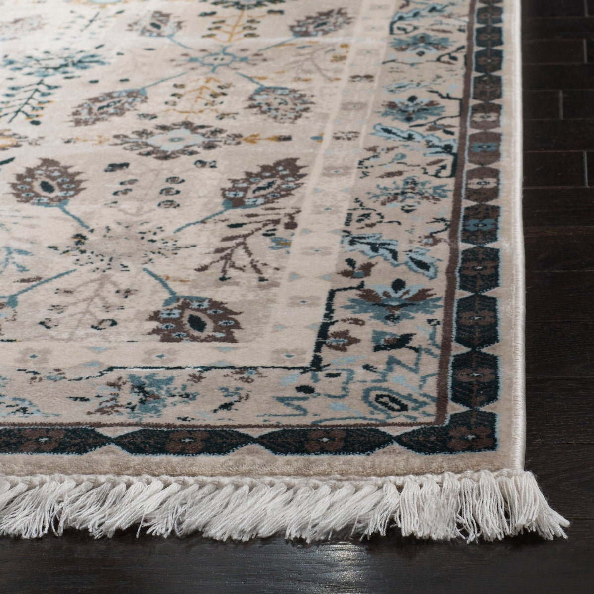 Safavieh Serenity Suzanni 3 x 5 Cream/Turquoise Indoor Floral/Botanical Throw Rug