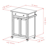 Winsome Wood Brown Wood Base with Mdf Top Rolling Kitchen Cart (17.72-in x 26.89-in x 34.02-in)