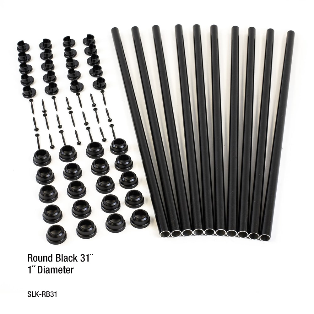 TITAN BUILDING PRODUCTS 3/4-in x 32-in Snap'n Lock Baluster Kit, Round 31-in Black Aluminum Round Deck Baluster