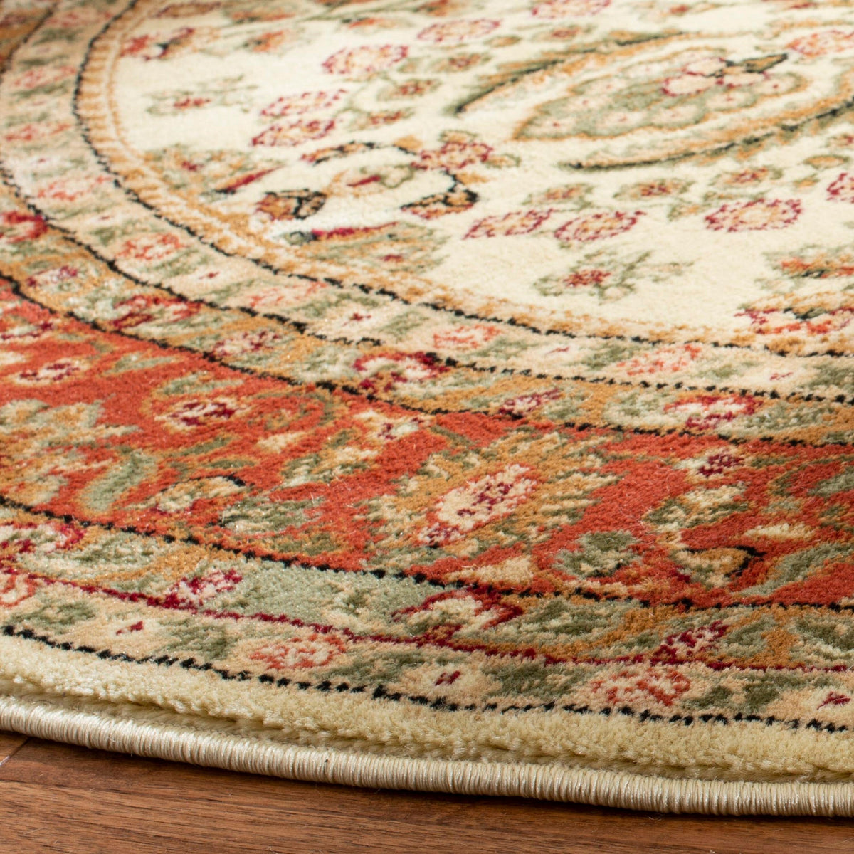 Safavieh Lyndhurst Isphahan 10 x 10 Ivory/Rust Round Indoor Floral/Botanical Oriental Area Rug