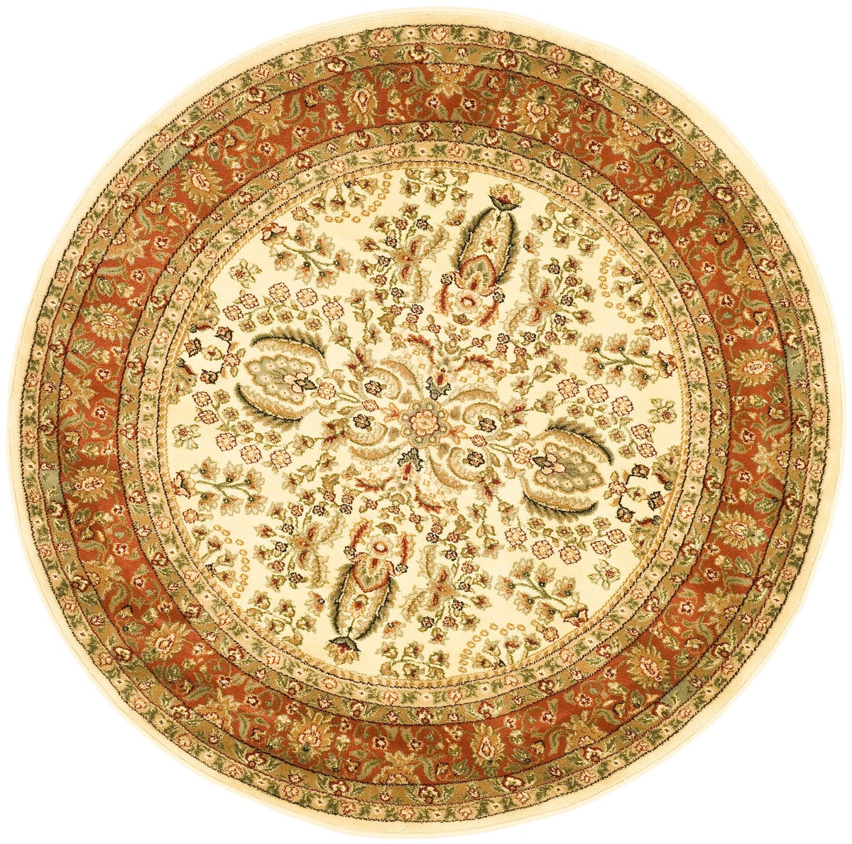 Safavieh Lyndhurst Isphahan 10 x 10 Ivory/Rust Round Indoor Floral/Botanical Oriental Area Rug