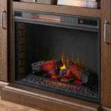 Chastain 68 in. Freestanding Media Console Electric Fireplace TV Stand with Sliding Bar Door in Rustic Walnut - Super Arbor