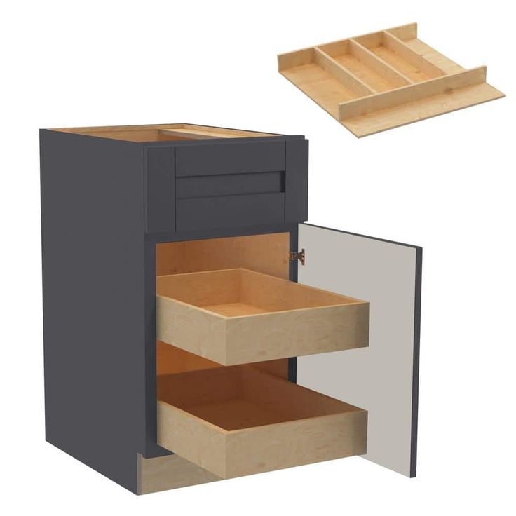 Home Decorators Collection Washington 21 in. W x 24 in. D x 34.5 in. H Assembled Plywood Base Kitchen Cabinet in Onyx with Soft Close Door RH