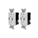 3.6 Amp Dual USB Charger and 15 Amp Receptacle, White (6-Pack) - Super Arbor