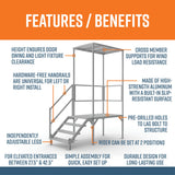 EZ-ACCESS FORTRESS 27.5 in to 42.5 in H OSHA Compliant Aluminum 4-Riser Stair System with Platform and Canopy