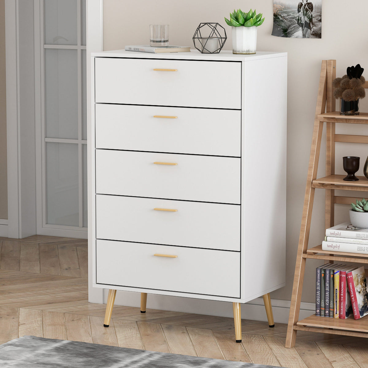 FUFU&GAGA 5-drawer chest White 5-Drawer Accent Chest