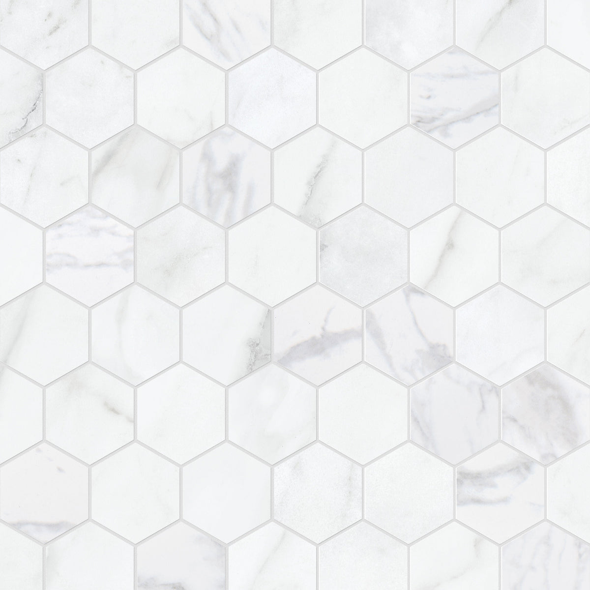 Satori Regent Carrara 12-in x 12-in Matte Porcelain Marble Look Hexagon Mosaic Floor and Wall Tile (0.93-sq. ft/ Piece)