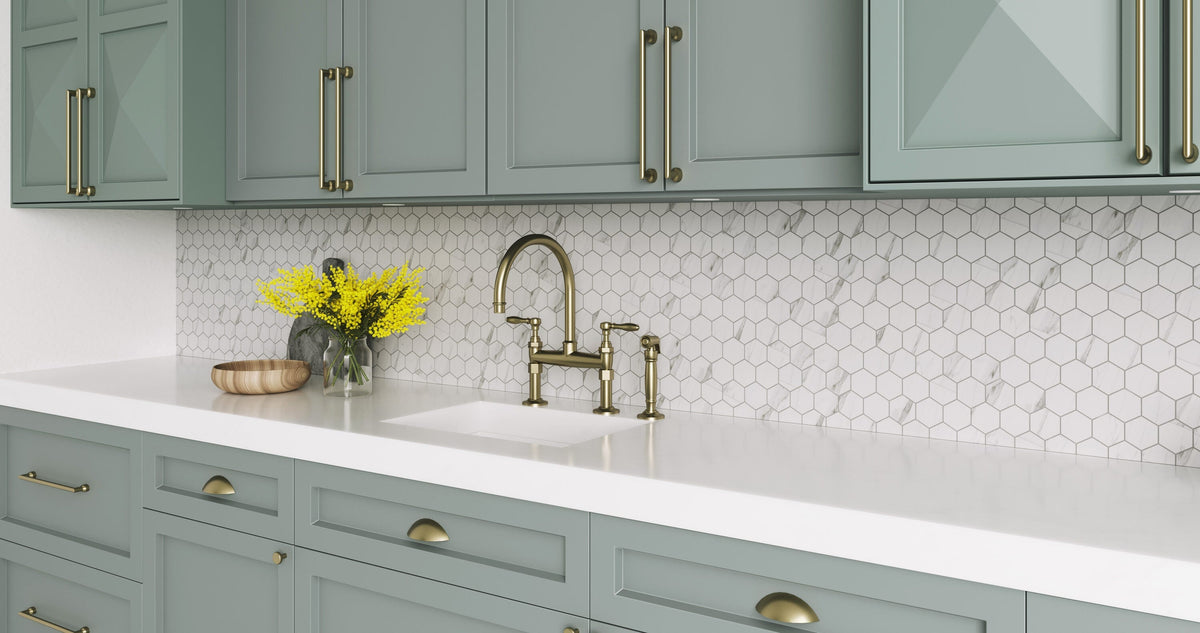 Satori Regent Carrara 12-in x 12-in Matte Porcelain Hexagon Marble-Look Floor and Wall Mosaic Tile (0.93-sq ft per Piece)