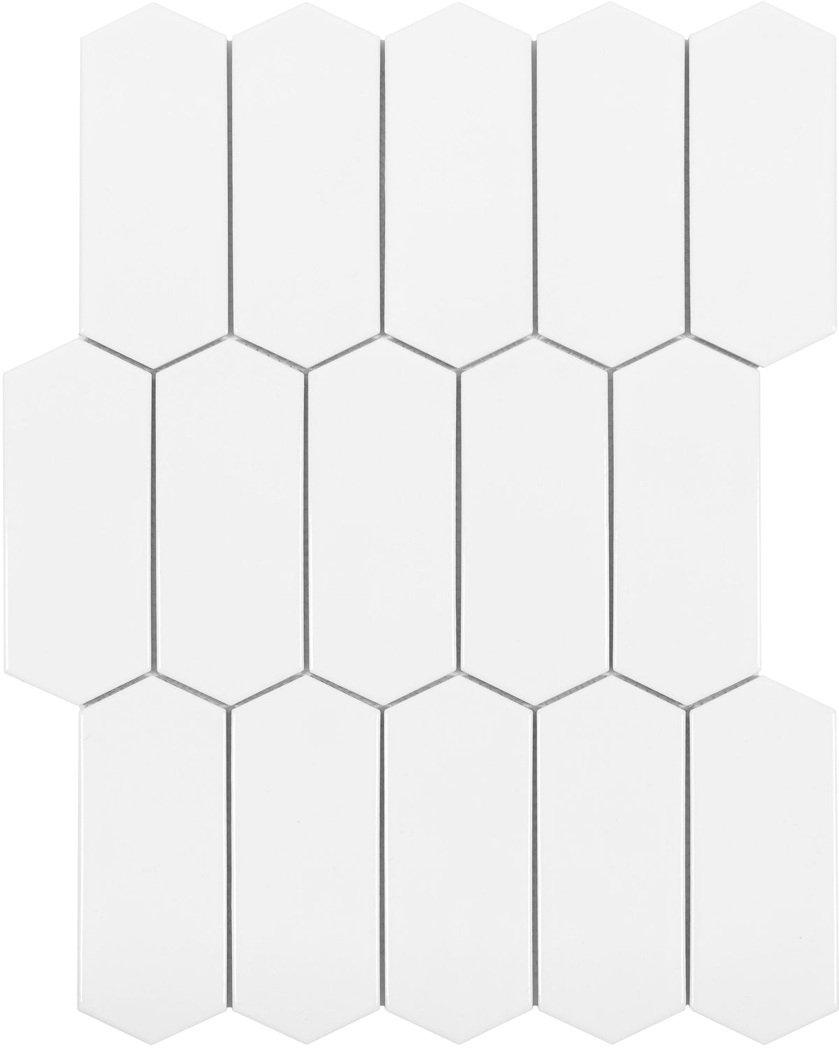 Satori Hudson Brilliant White Picket 12-in x 12-in Glossy Porcelain Mosaic Wall Tile
