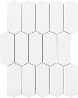 Satori Hudson Brilliant White Picket 12-in x 12-in Glossy Porcelain Mosaic Wall Tile