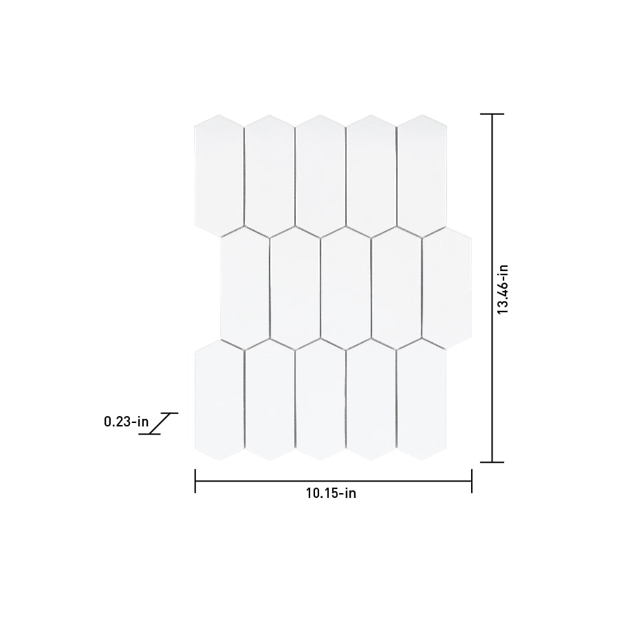 Satori Hudson Brilliant White Picket 10-in x 13-in Glossy Porcelain Arabesque Mosaic Wall Tile (0.94-sq. ft/ Piece)