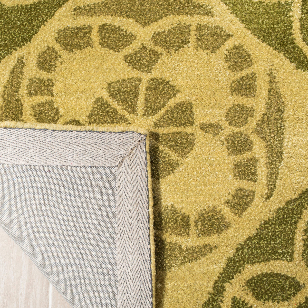 Safavieh Wyndham Hutton 7 x 7 Honey/Green Square Indoor Abstract Bohemian/Eclectic Handcrafted Wool Area Rug