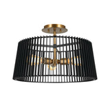 Kichler Linara 3-Light Black Mid-century Drum Medium Hanging Convertible Pendant/semi-flush