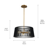 Kichler Linara 3-Light Black Mid-century Drum Medium Hanging Convertible Pendant/semi-flush