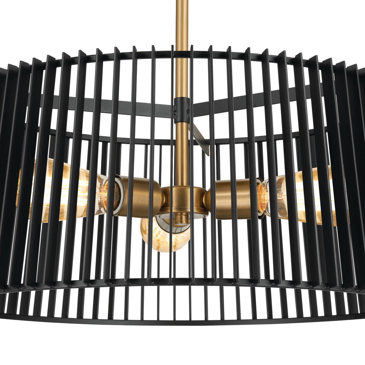 Kichler Linara 3-Light Black Mid-century Drum Medium Hanging Convertible Pendant/semi-flush