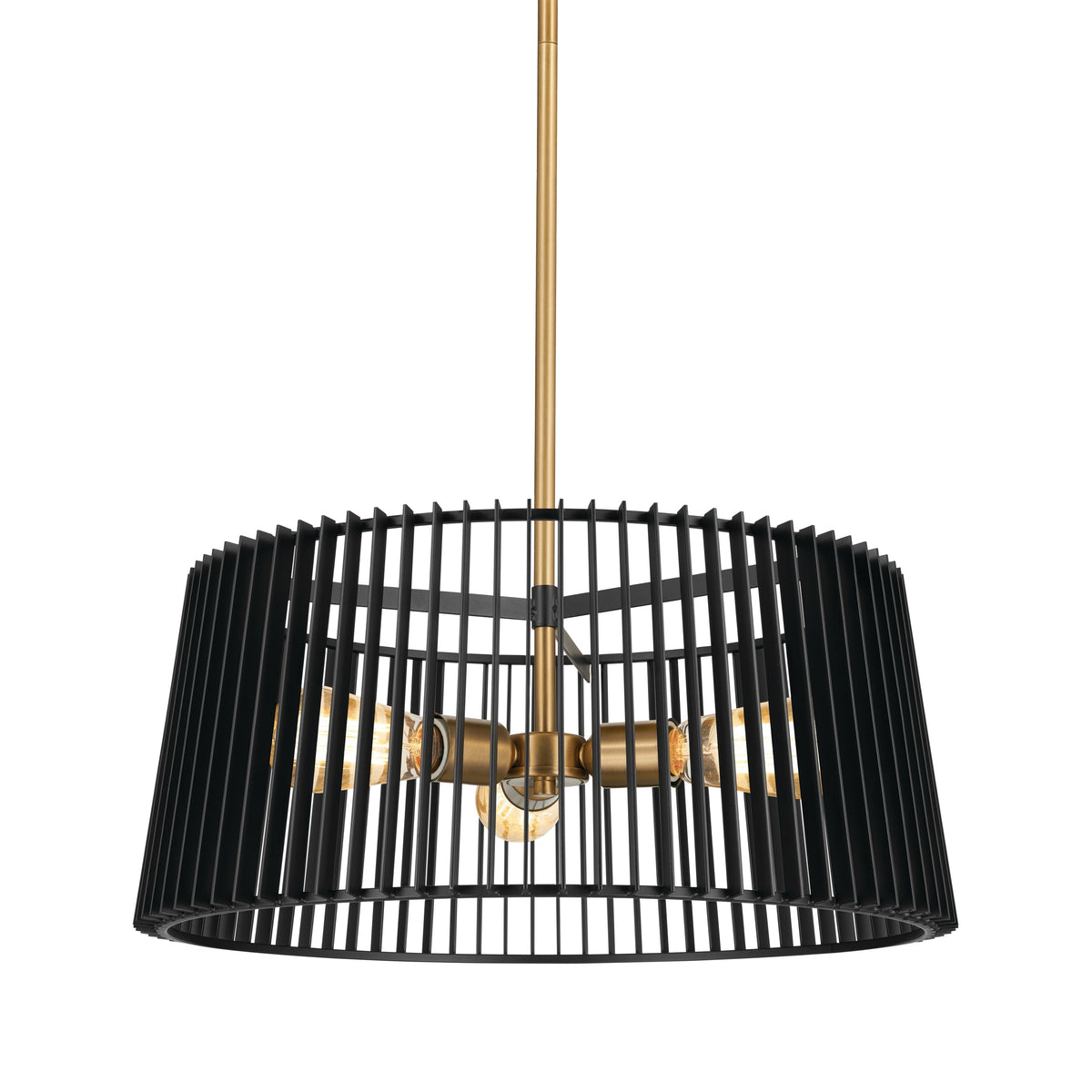 Kichler Linara 3-Light Black Mid-century Drum Medium Hanging Convertible Pendant/semi-flush