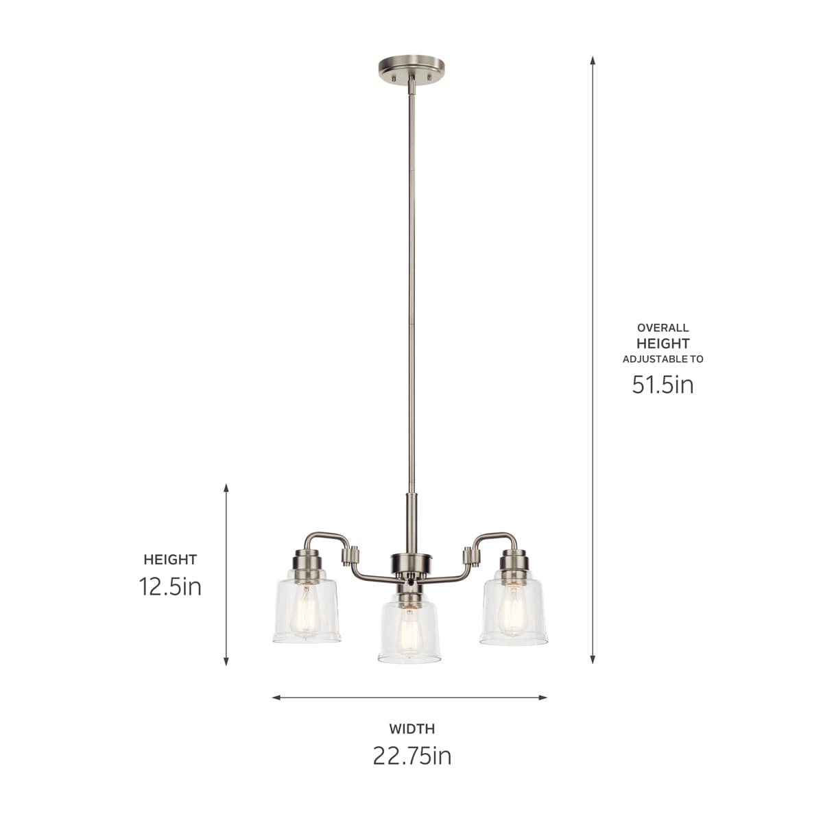 Kichler Aivian 3-Light Brushed Nickel Vintage Chandelier