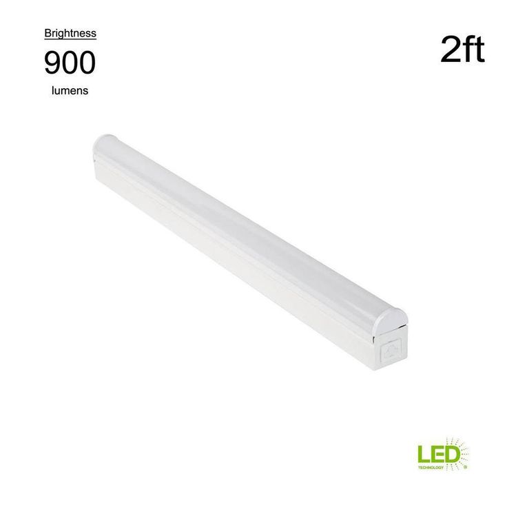 Plug In or Direct Wire Power Connection 2 ft. White 4000K Integrated LED Strip Light (with power cord and linking cord)