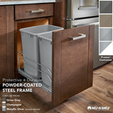 Rev-A-Shelf 35-Quart Soft-Close Double Pull-Out Trash Can, 14.38-in W x 22.25-in D x 19-in H