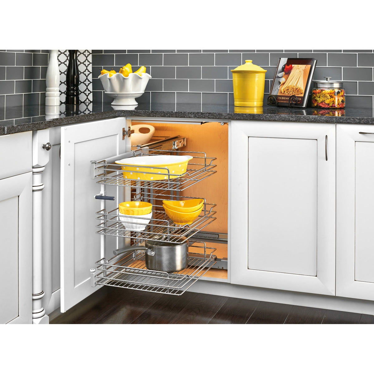 Rev-A-Shelf 32.25-in W x 24-in H 3-Tier Pull-Out Metal Soft-Close Blind Corner Cabinet Organizer