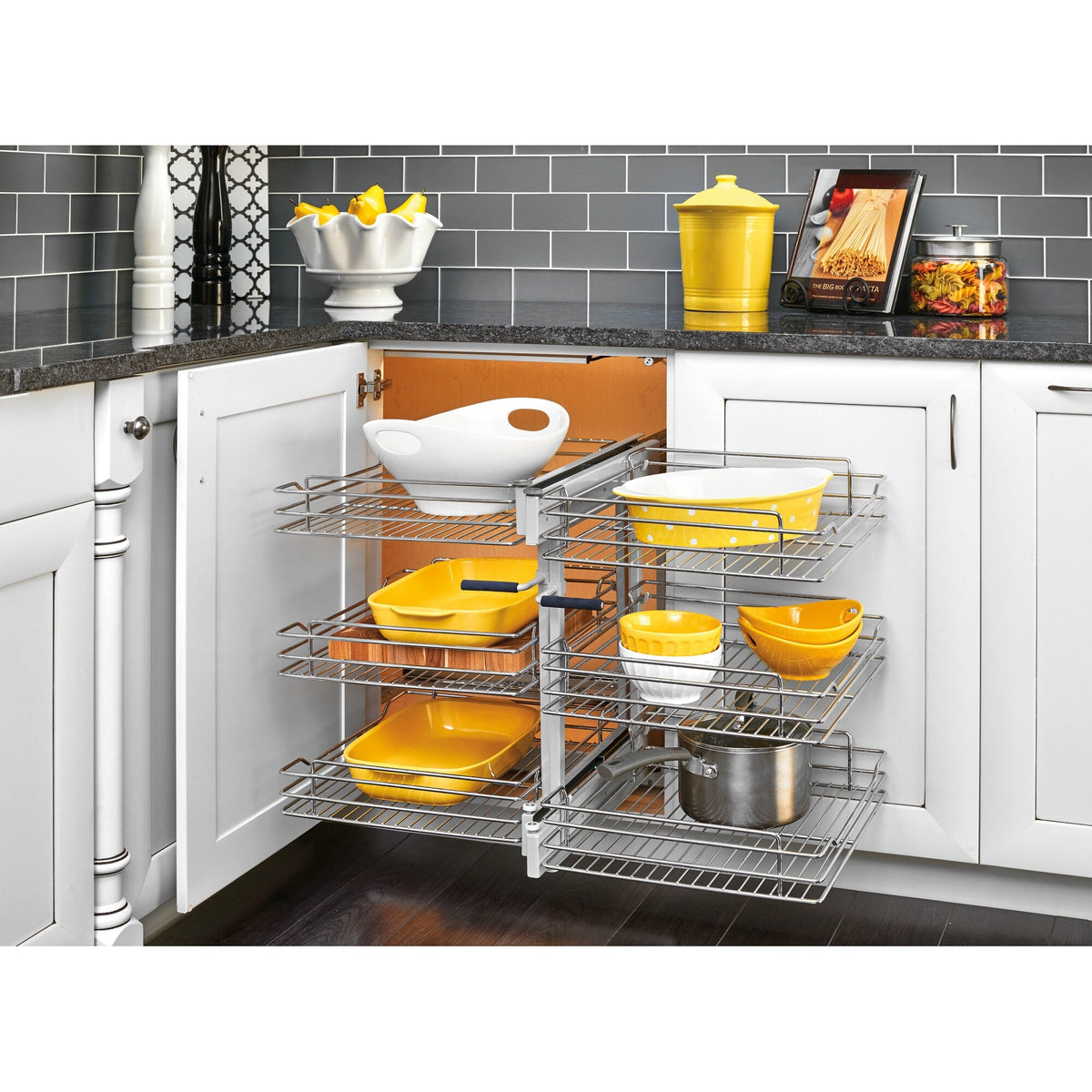Rev-A-Shelf 32.25-in W x 24-in H 3-Tier Pull-Out Metal Soft-Close Blind Corner Cabinet Organizer